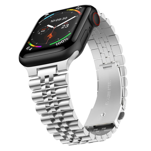 Friendie Perth Collection Steel Link Band for Apple Watch 7/8/9/10/11/SE  (Silver) [Small] 38/39/40/41/42mm