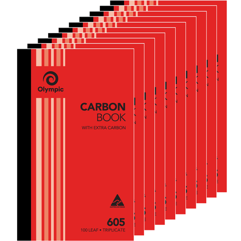 Olympic 10 Pack 605 Triplicate Carbon Book 100 Leaf Bulk