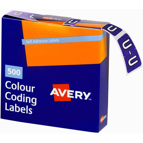 Avery 43221 Label Side Tab U Colour Code 25x38mm Purple Pack 500