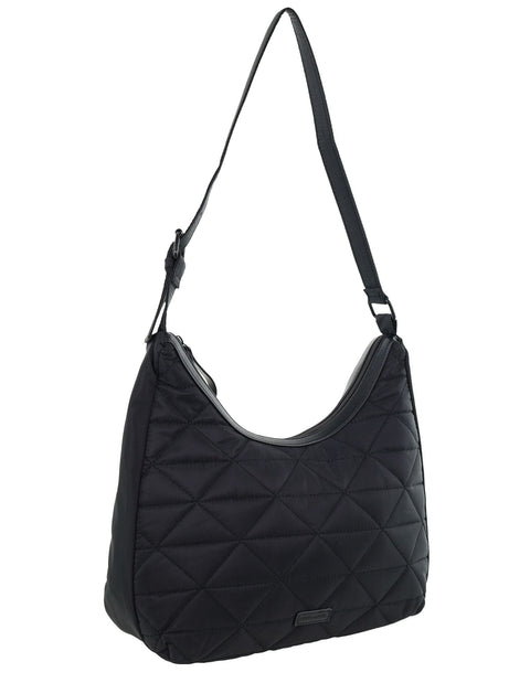 Pierre Cardin Women's Classic Nylon Geometric Shoulder Hobo Bag 33x29cm Black
