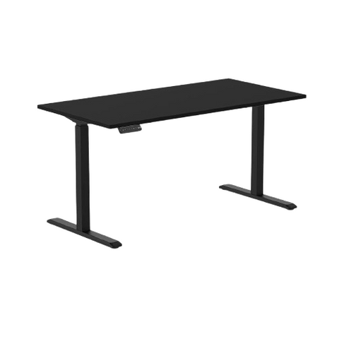 Desky Single Sit Stand Gaming Desk 150cm Black Desktop and Black Frame