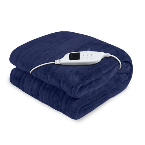Laura Hill Heated Electric Blanket Fleece Throw (Blue)