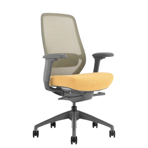 Desky CoilFlex Ergonomic Office Chair - Yellow/Grey / No Headrest