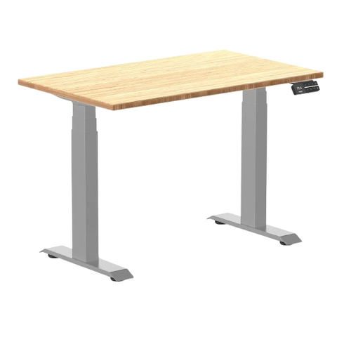 Desky Dual Mini Bamboo Sit Stand Desk 100cm (Bamboo Desktop/Grey Frame)