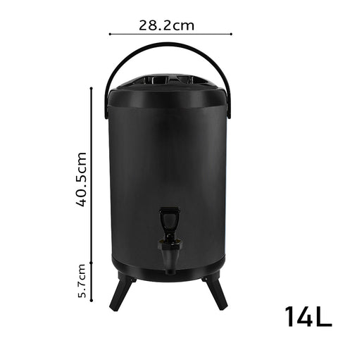 SOGA 14L Insulated Stainless Steel Beverage Dispenser with Faucet (Black)