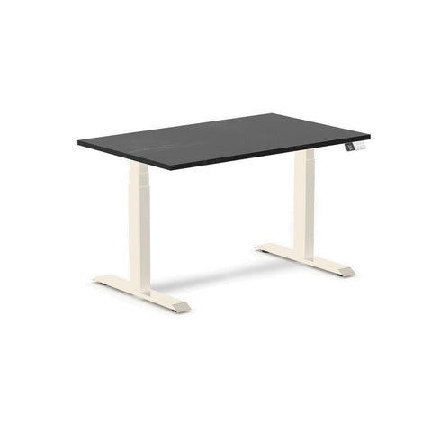 Desky Dual Hardwood Sit Stand Desk 120cm Black Ash Desktop and Wheat Frame