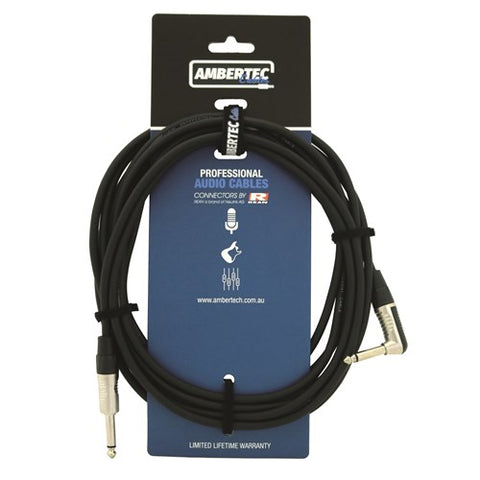 Ambertec Cables Guitar cable REAN connectors straight/right angle 6m (Black)