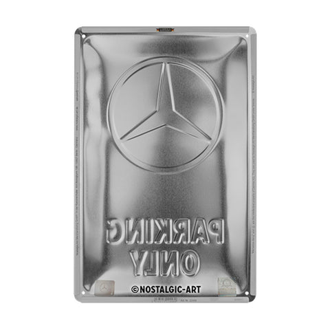 Nostalgic-Art Medium Mercedes-Benz Parking Only Metal Sign Grey 20x30cm