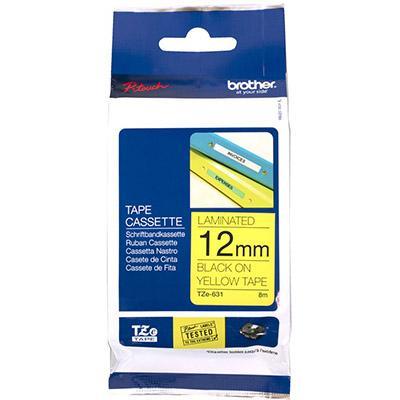 Brother Tze-631 Laminated Labelling Tape 12mm (Black On Yellow)