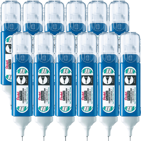 Pentel Correction Pen Steel Fine Tip 12mL Ozone Safe Formula [Box 12]