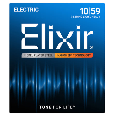 Elixir #12074 Electric 7 Strings Nanoweb Nickel Plated Steel 10-59 Light Heavy