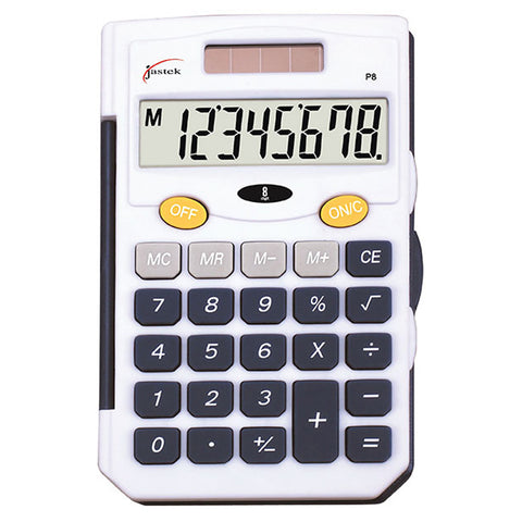 Jastek Portable Pocket 8 Digit Dual Powered School or Work Calculator (Blue)