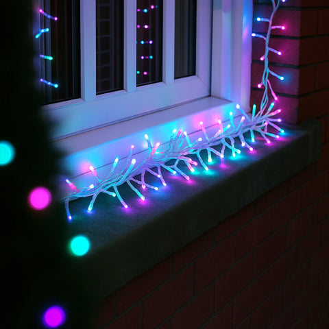 Lexi Lighting 720 LED Cluster Christmas Lights with Clear Cable - Candy