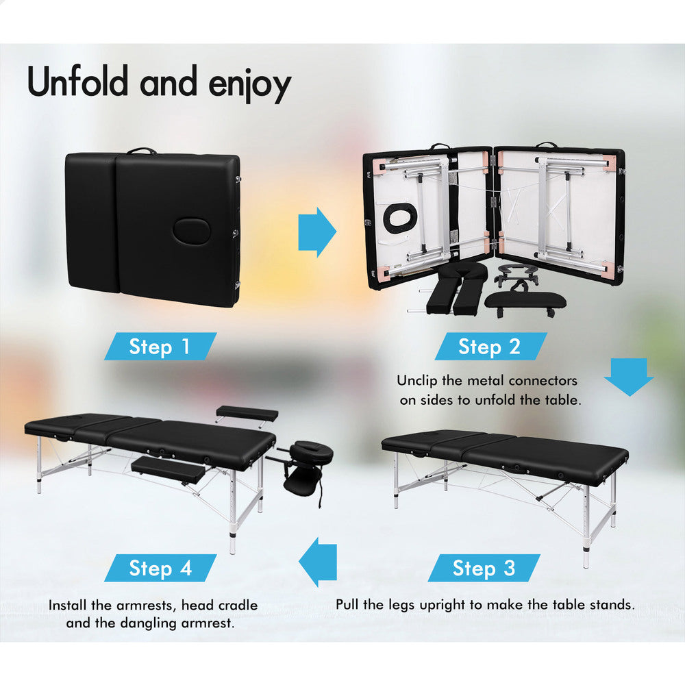 Space Frame Structure Cars ALFORDSON Massage Table 3 Fold 75cm Foldable Portable Aluminium Lift Up ...