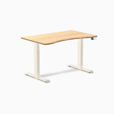 Desky Dual Ergo Edge Sit Stand Desk 120cm Bamboo Desktop and Wheat Frame