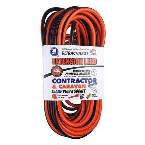 Ultracharge 30m Extension Lead 15A (Contractor/Caravan)