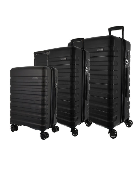 Pierre Cardin 3-Pieces 4 Wheel Hard-Shell Suitcase Travel Luggage Set Black