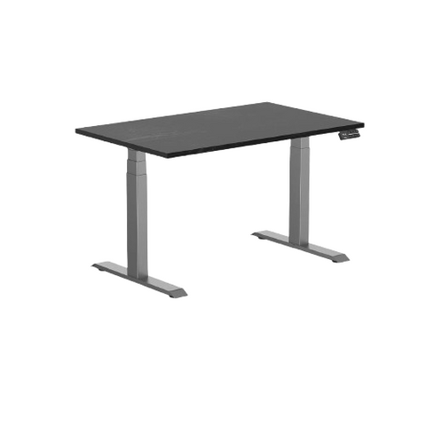 Desky Dual Hardwood Sit Stand Desk 120cm (Black Ash Desktop/Space Grey Frame)