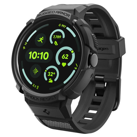 Spigen Pixel Watch 5/4 45mm Rugged Armor Pro Band Case with Stand (Black)