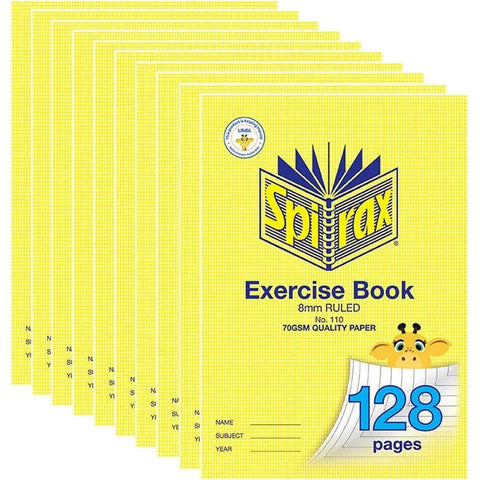 Spirax 110 Exercise Book Ruled 8mm 128 Page (A4) [10 Pack]