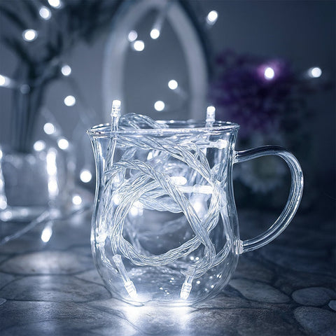 Lexi Lighting Battery Operated 400 LED String Light Clear Cable - White