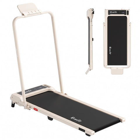 Everfit 3 in 1 Walking Pad Treadmill 12% Incline Foldable Under Desk Treadmills 40cm Belt Beige