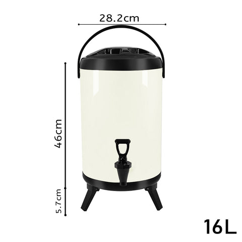 SOGA Insulated Stainless Steel Beverage Dispenser with Faucet 16L (White)
