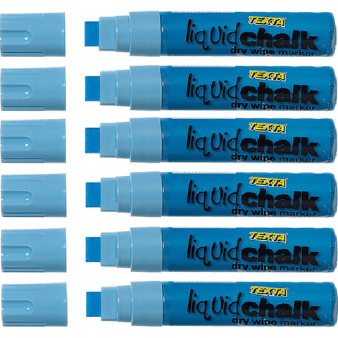 Texta Liquid Chalk Marker Jumbo Dry Wipe 15mm (Blue) [Pack 6]