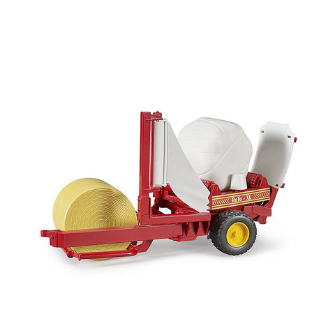 Bruder Licensed 1:16 Scale Bale Wrapper With Ochre & Black Round Bales Red