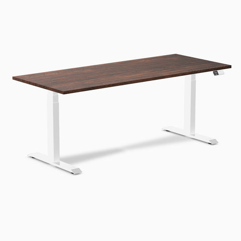 Desky Dual Softwood Sit Stand Desk 180cm American Rustic Pine Desktop and White Frame