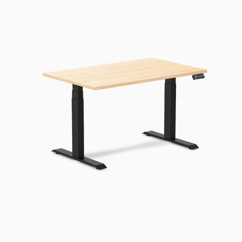 Desky Dual Hardwood Sit Stand Desk 120cm Maple Desktop and Matte Black Frame