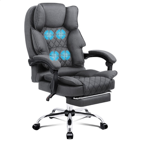 ALFORDSON Massage Office Chair Fabric Executive Recliner Computer Seat (Grey)