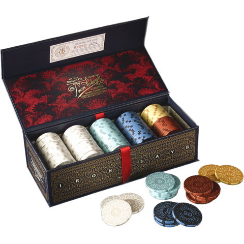 Roxley Iron Clays 100 Chips Printed Box Luxury Game Counters Brass Birmingham Lancashire Game