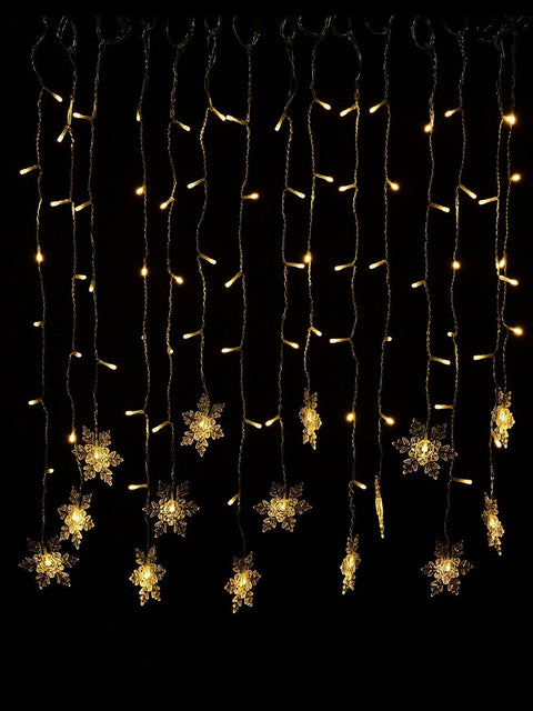 Christmas Warehouse - LITECL19 90 Warm White LED Icicle Lights With Snowflakes | 2.1m Warm White