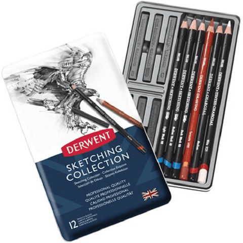 Derwent Sketching Mixed Pencils Blocks Tin 12