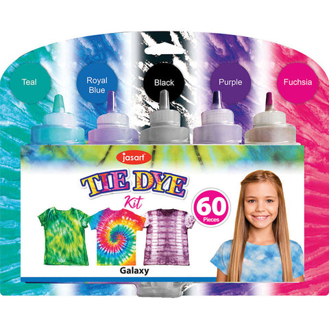 Jasart 60pc DIY Art/Craft Tie Dye Kit 5-Colour Set with Instructions/Tips Galaxy