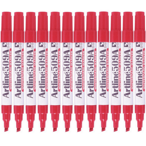 Artline 509A Whiteboard Marker 5mm Chisel Tip (Red) [Box 12]