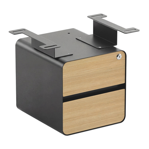 Desky Minimal Under Desk Cabinet - Sublime Teak Melamine / Space Grey