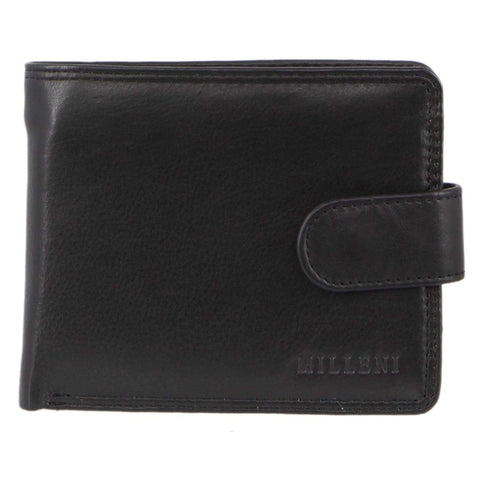 Milleni Men's Leather Tab Cash/Card RFID Protected Wallet 11xcm Black