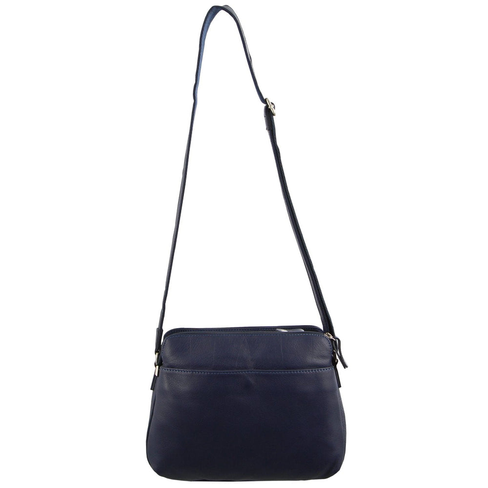 Milleni Women's Nappa Leather Shoulder Crossbody Bag 28x22cm Navy
