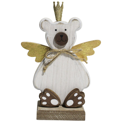 LVD Metal/MDF Christmas Teddy with Wings Tabletop Decoration 18x13cm