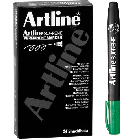 Artline Supreme Permanent Marker Box of 12 (Green)