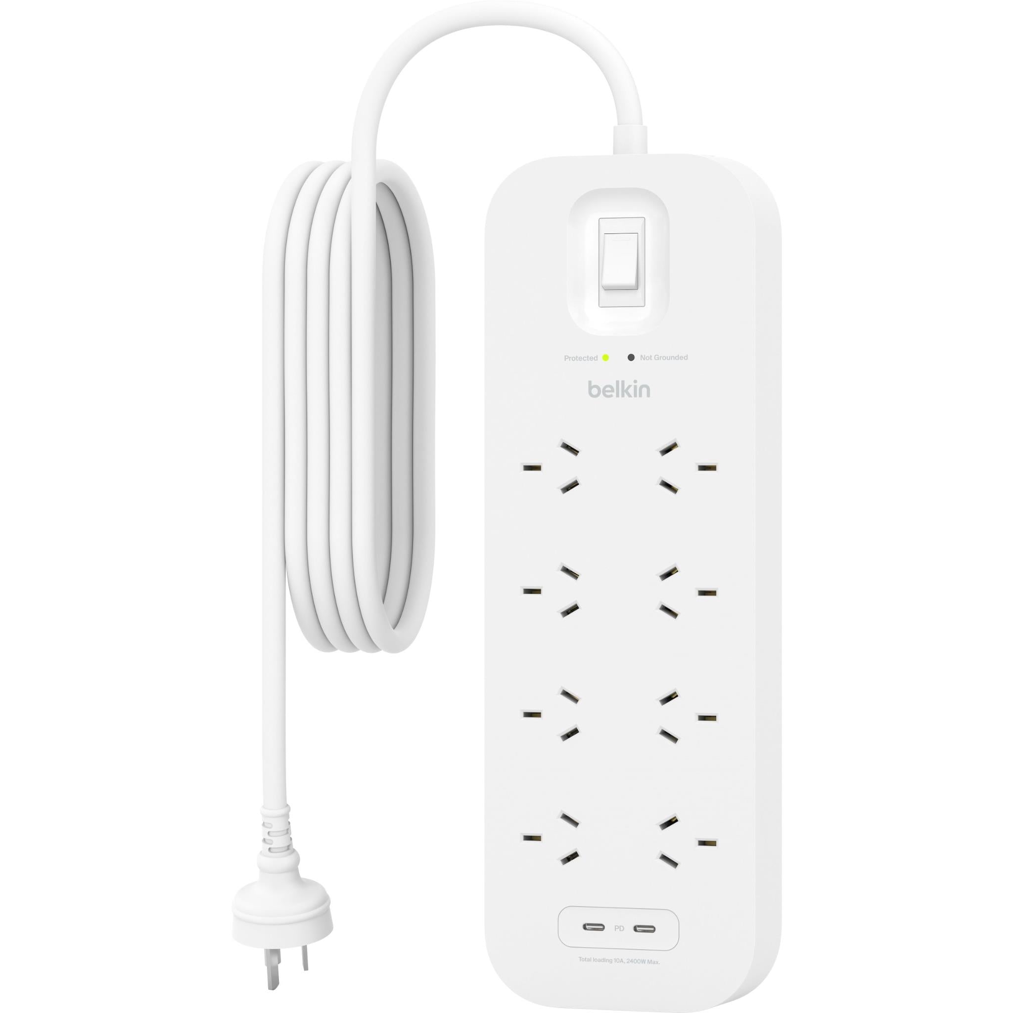 Belkin Connect 8-Outlet Surge Protector with Dual USB-C 30W JB Hi-Fi
