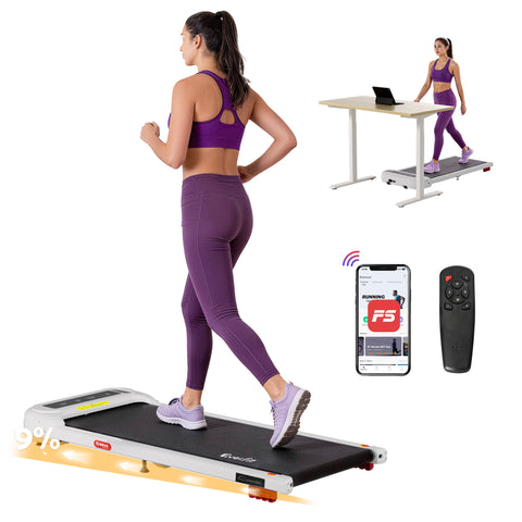 Everfit Treadmill Electric Walking Pad with Incline Under Desk Home Gym (White)