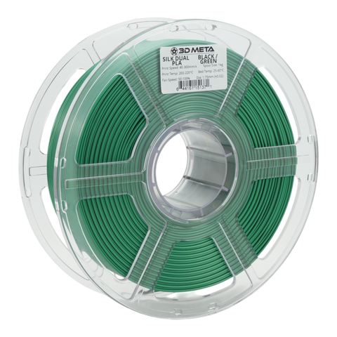 3D META Dual Silk PLA 3D Printing Filament - Black / Green