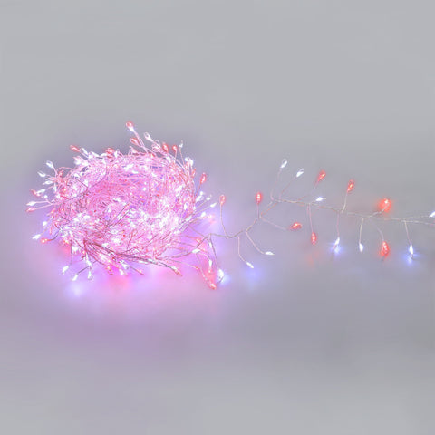 Lexi Lighting 640 Micro LED Cluster Christmas Lights Red+White with Silver Cable