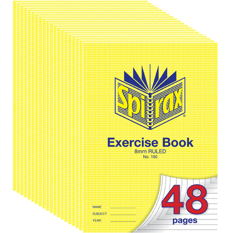 Spirax 100 Exercise Book Ruled 8mm 70gsm 48 Page (A4) [20 Pack]