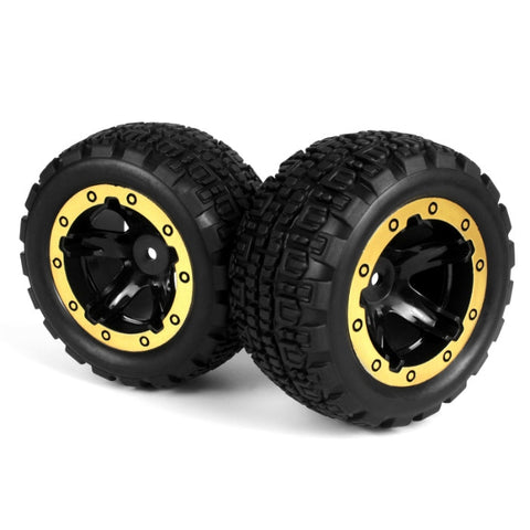 Blackzon Slyder ST Wheels/Tires Assembled (Black/Gold)