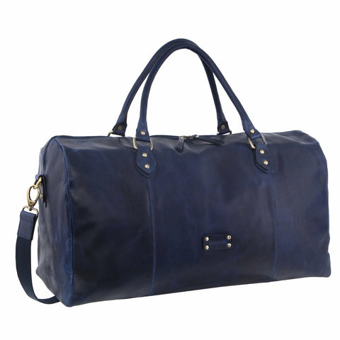 Pierre Cardin Smooth Leather Overnight Bag Luggage Weekend Duffle - Midnight