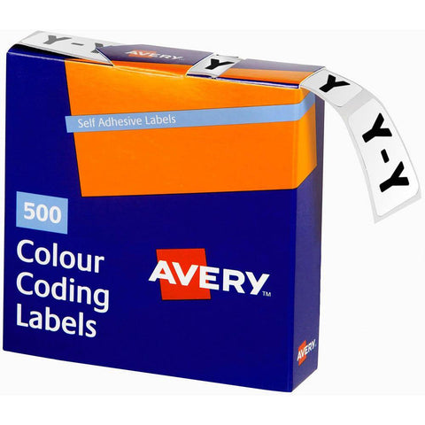 Avery 43225 Label Side Tab Y Colour Code 25x38mm White Pack 500